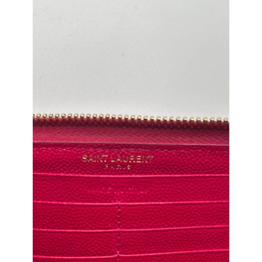 Saint Laurent YSL‎ Pink Chevron Monogram Zip Around Wallet#355 - Picture 4 of 14